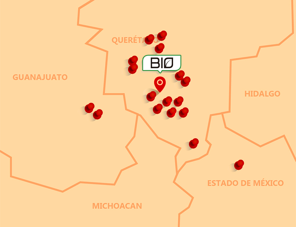 Mapa de distribución de Biocorrugados